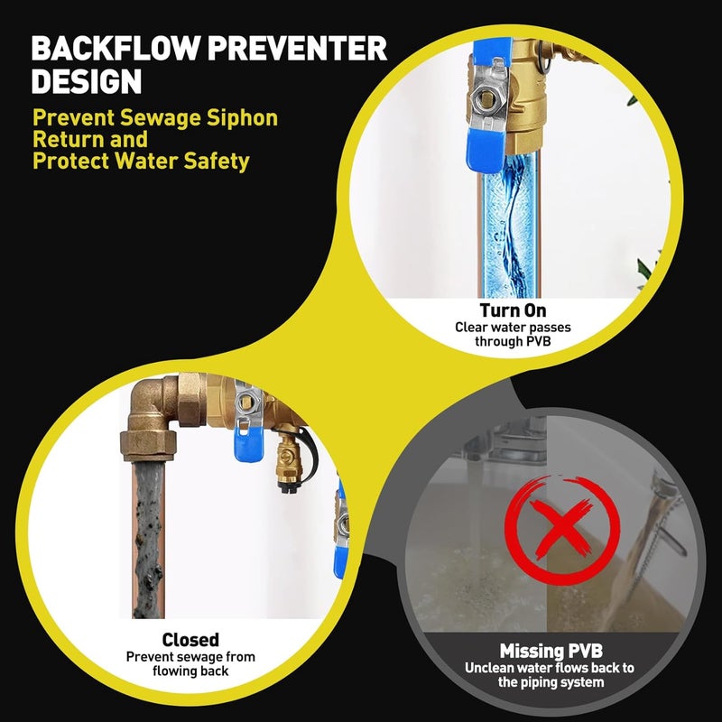 LTLUO UPGRADED 1" 720A Pressure Vacuum Breaker Assembly, Metal Top Cover, Thickened Brass Backflow Preventer Valve, Back Siphon Valves for Irrigation System, Use Sealant Instead of Teflon Tape, MAX 400PSI - Image 5